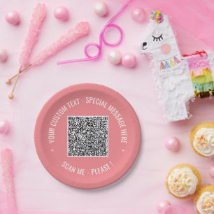 Your QR Code Paper Plates Example with Custom Text