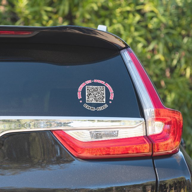 Your QR Code Scan and Custom Text Sticker Example (Car Side)