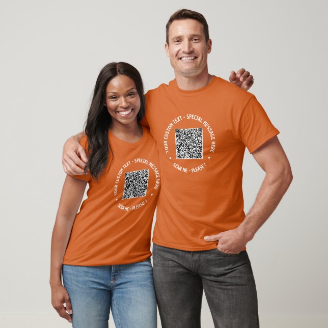 Your QR Code Scan and Custom Text T-Shirt Template (Unisex)