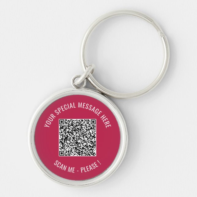 Your QR Code Scan Custom Text and Colors Keychain (Front)