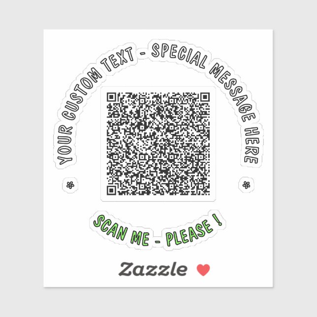 Your QR Code Scan Custom Text and Colours Sticker (Sheet)