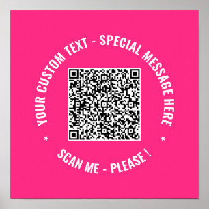Your QR Code Scan Custom Text Poster Choose Colour