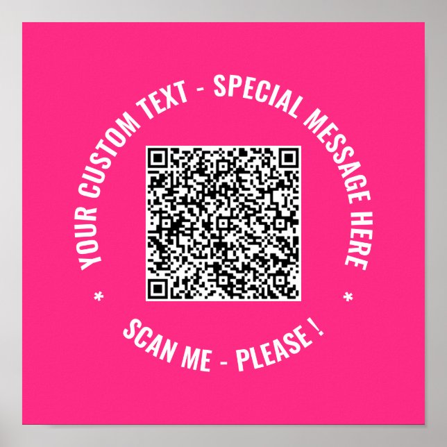Your QR Code Scan Custom Text Poster Choose Colour (Front)