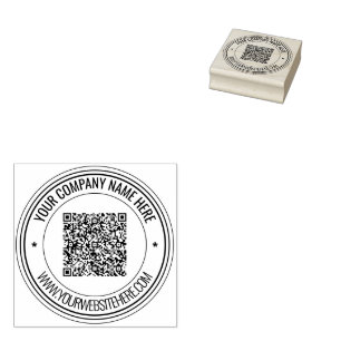 Your QR Code Scan Custom Text Round Rubber Stamp