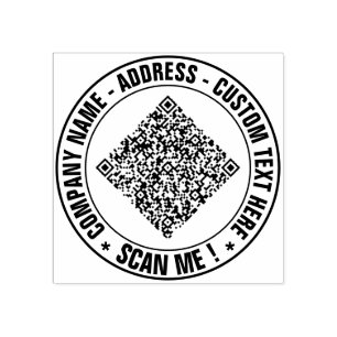 Your QR Code Scan Custom Text Round Rubber Stamp