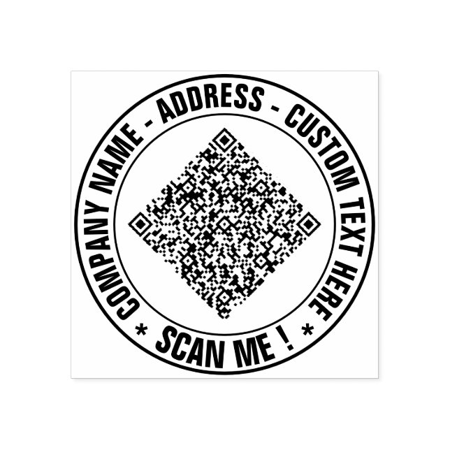 Your QR Code Scan Custom Text Round Rubber Stamp (Imprint)