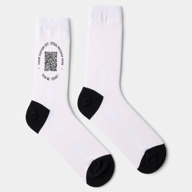 Your QR Code Scan Custom Text Socks Choose Colours (Right)