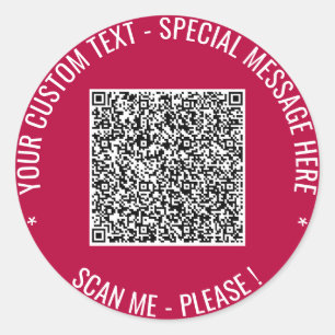 Your QR Code Scan Custom Text Sticker Choose Colou