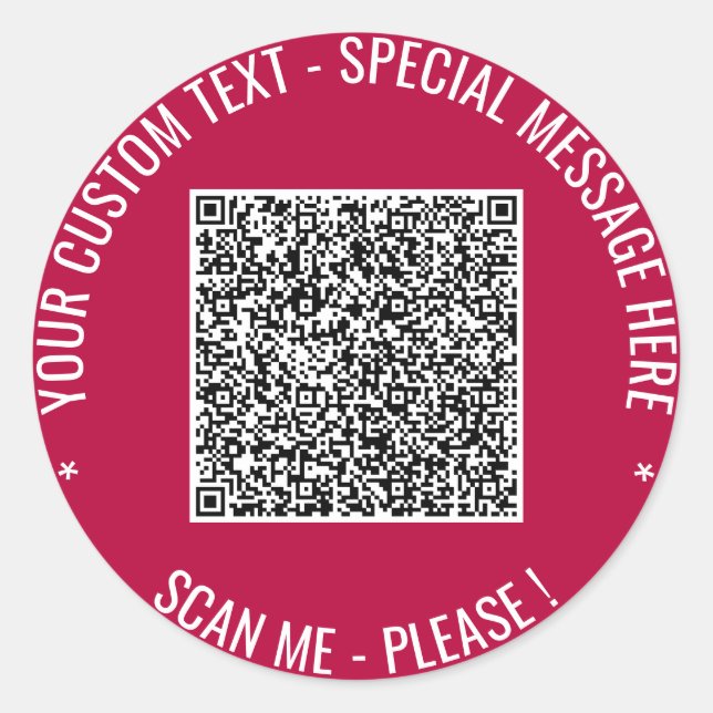 Your QR Code Scan Custom Text Sticker Choose Colou (Front)