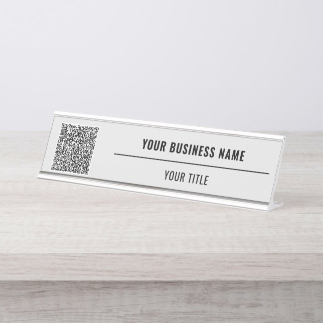 Your QR Code Scan Desk Name Plate Custom Colours (Front)