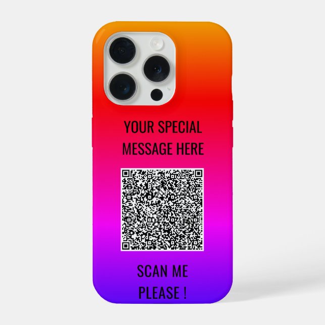 Your QR Code Scan Info and Custom Text iPhone Case (Back)