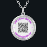 Your QR Code Scan Info and Custom Text Necklace<br><div class="desc">Custom Colours and Font - Your QR Code or Logo / Photo Name Website or Custom Text Promotional Business or Personal Modern Stamp Design Necklace / Gift - Add Your QR Code - Image - Logo or Photo / Name - Company / Website or other Information / text - Resize...</div>