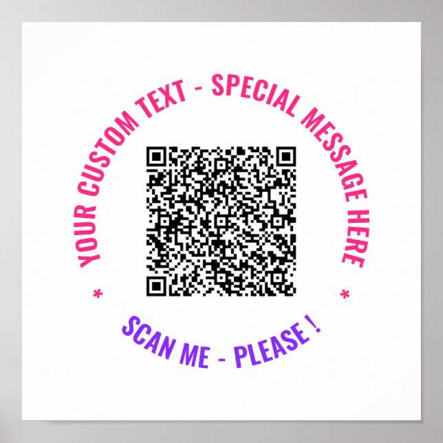 Your QR Code Scan Info and Custom Text Poster (Front)