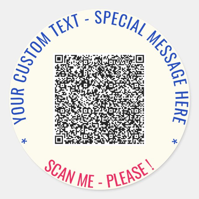 Your QR Code Scan Info and Custom Text Sticker (Front)