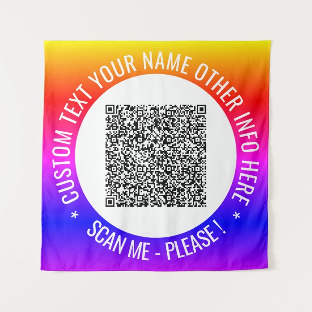 Your QR Code Scan Info and Custom Text Tapestry (Front)