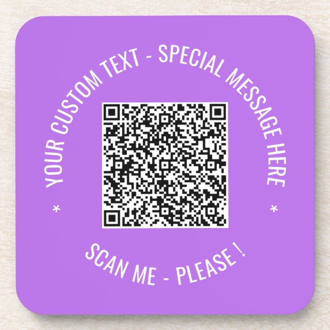 Your QR Code Scan Info and Text Beverage Coaster (Front)