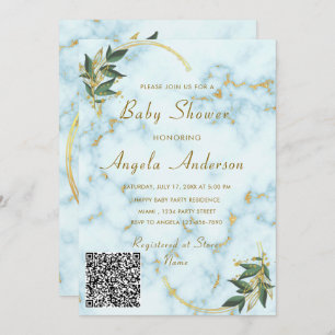Your QR Code Scan Info Baby Boy Shower Invitation