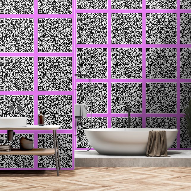Your QR Code Scan Info Custom Colours Personalized Wallpaper (Bathroom)