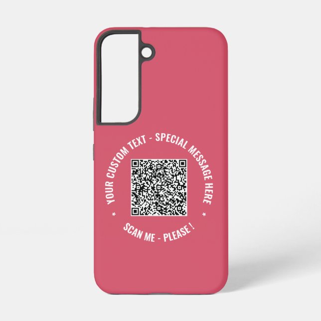 Your QR Code Scan Info Custom Text and Colours Samsung Galaxy S22 Case (Back)