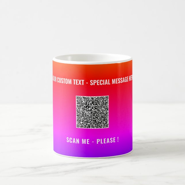 Your QR Code Scan Info Custom Text Coffee Mug (Center)
