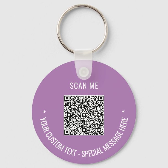 Your QR Code Scan Info Custom Text Colours Keychai Keychain (Back)