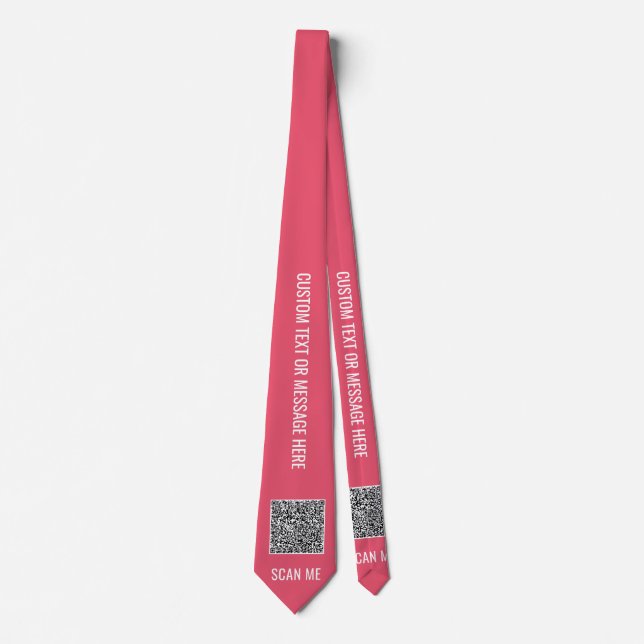 Your QR Code Scan Info Custom Text Colours Neck Ti Tie (Front)