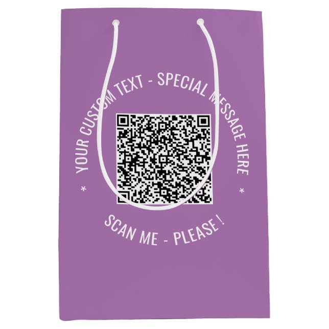 Your QR Code Scan Info Custom Text Gift Bag (Front)