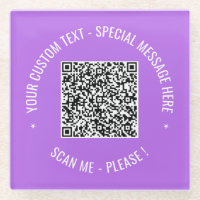 Your QR Code Scan Info Custom Text Glass Coaster