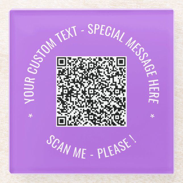 Your QR Code Scan Info Custom Text Glass Coaster (Front)