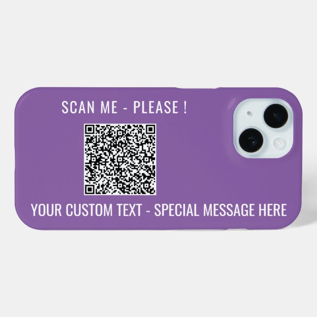 Your QR Code Scan Info Custom Text iPhone Case (Back (Horizontal))