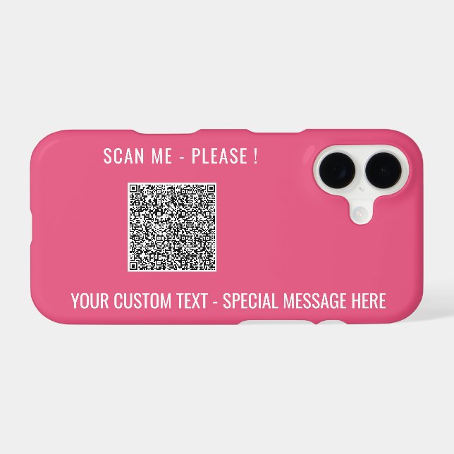 Your QR Code Scan Info Custom Text iPhone Case (Back Horizontal)