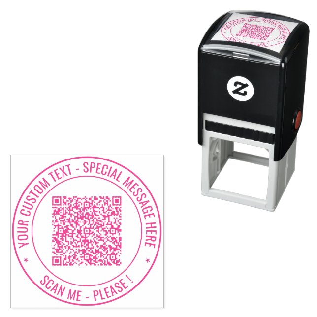 Your QR Code Scan Info Custom Text Round Stamp (In Situ)
