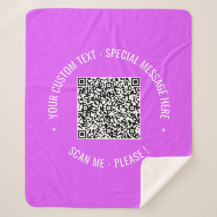 Your QR Code Scan Info Custom Text Sherpa Blanket