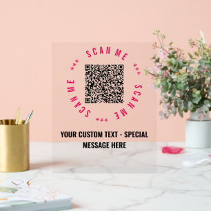 Your QR Code Scan Info Custom Text Table Tent Sign