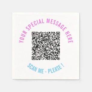 Your QR Code Scan Info Napkins with Custom Text