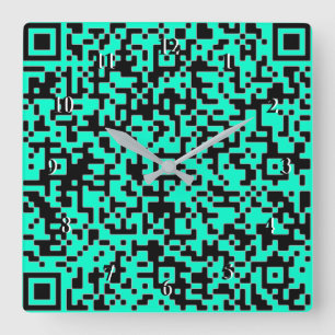 Your QR Code Scan Info Teal Clock - Custom Colours
