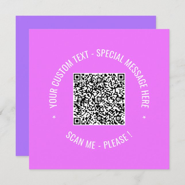 Your QR Code Scan Info Text Colours Greeting Card (Front/Back)