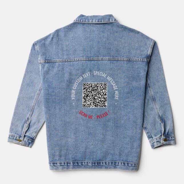 Your QR Code Scan Info Text Funny Denim Jacket (Back)