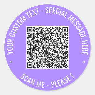 Your QR Code Scan Sticker Custom Text and Colours