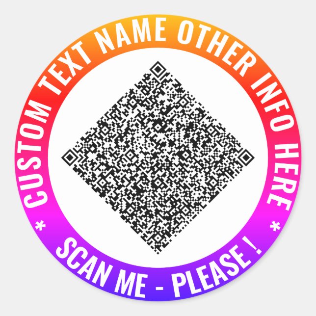 Your QR Code Sticker Template with Custom Text (Front)
