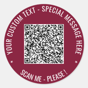 Your QR Code Sticker with Custom Text Choose Colou