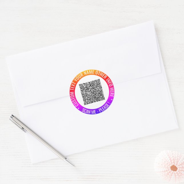 Your QR Code Stickers Tenmplate Personalized Text (Envelope)