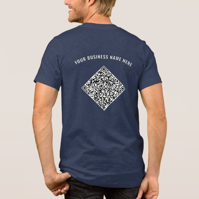 Your QR Code T-Shirt with Custom Text Choose Colou Tri-Blend Shirt (Back)