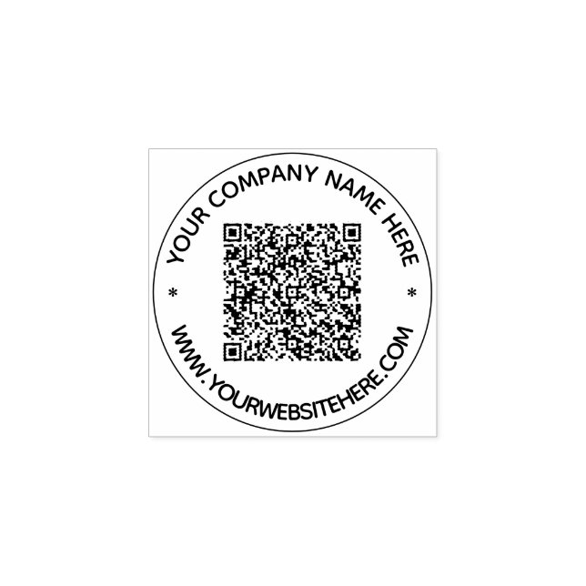 Your QR Code Text Info Round Rubber Stamp Example (Imprint)