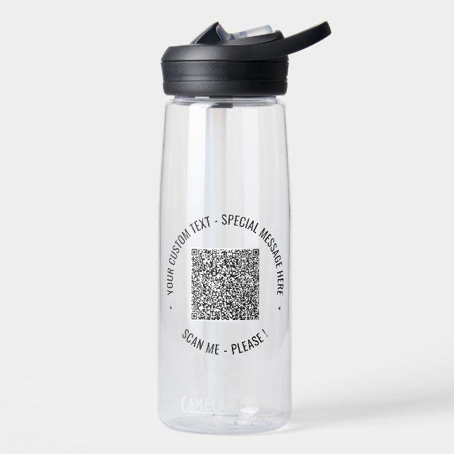 Your QR Code Water Bottle Example Personalize Text (Left)