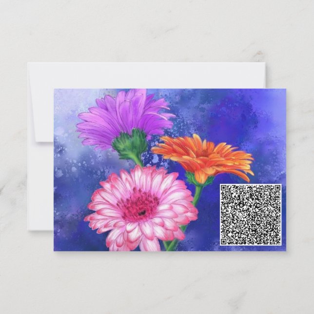 Your QR Code Wish Birthday Card Colourful Gerberas (Back)