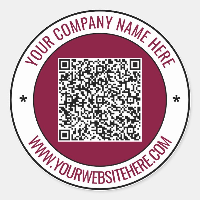 Your QR Codem Custom Text Name Business Sticker (Front)