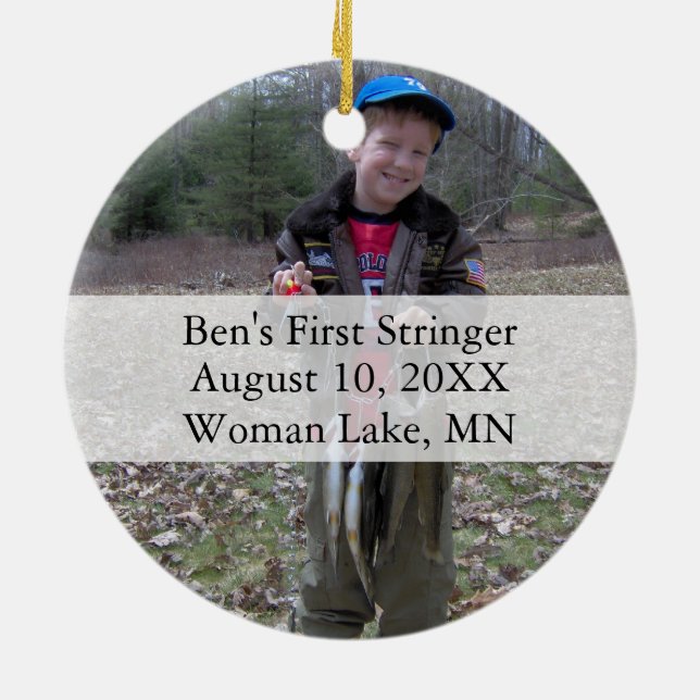 Your Record Fish Photo Ceramic Ornament (Back)