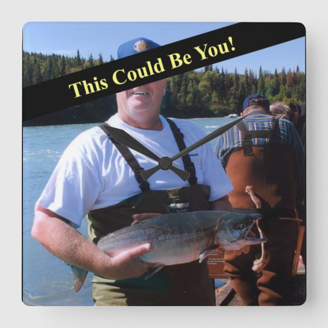 Your Record Fish Photo Square Wall Clock (Front)