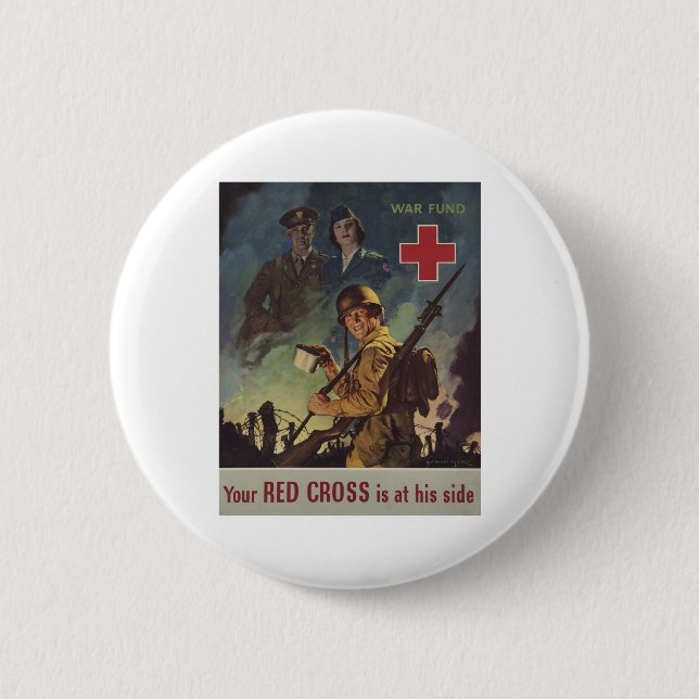 Your Red Cross Is At His Side 2 Inch Round Button (Front)